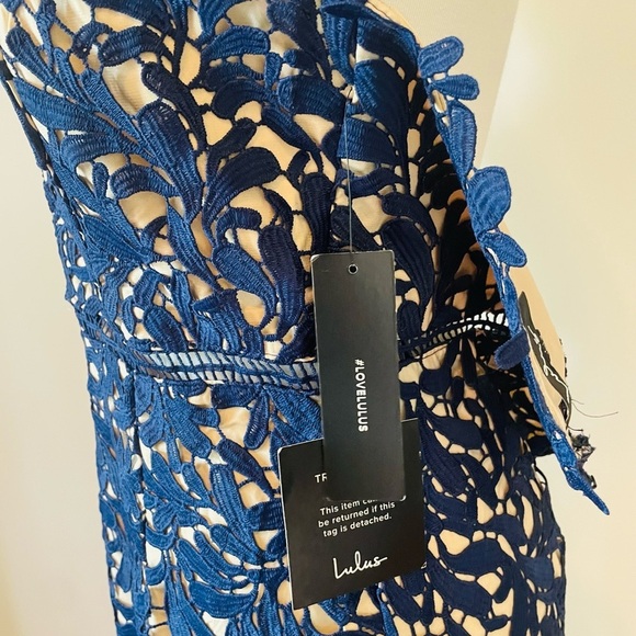 Lulu's Blue Halter Neck Sheath Midi Dress - Picture 10 of 11